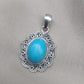 American Turquoise Pendant: Handmade 925 Silver Boho Necklace
