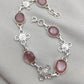 Pink Strawberry Quartz 925 Sterling Silver Bracelet | Handmade Adjustable Gemstone Jewelry Gift for Women