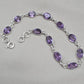 925 Sterling Silver Amethyst Bracelet Natural Purple Gemstone Oval Link Jewelry
