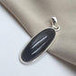 925 Sterling Silver Black Onyx Pendant, Long Oval Cabochon Gemstone Necklace