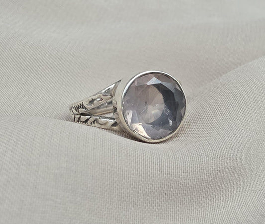 Rose Quartz 925 Sterling Silver Ring: Handmade Boho Gemstone Jewelry