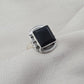 925 Sterling Silver Black Onyx Ring Natural Gemstone Square Cut Handmade Jewelry