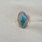 Blue Copper Turquoise Marquise Ring 925 Sterling Silver Statement Ring December Birthstone Gift