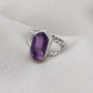 Amethyst Hexagon 925 Sterling Silver Ring: Twisted Band, Spiritual Jewelry