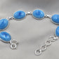 925 Sterling Silver Larimar Bracelet Natural Blue Gemstone Oval Link Jewelry