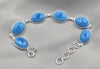 925 Sterling Silver Larimar Bracelet Natural Blue Gemstone Oval Link Jewelry