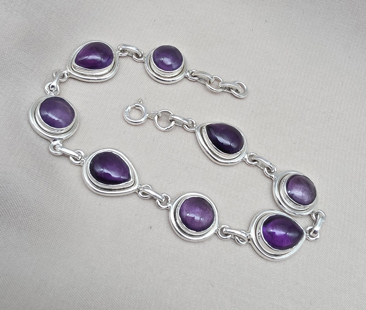 Amethyst 925 Sterling Silver Bracelet Natural Purple Gemstone Handmade