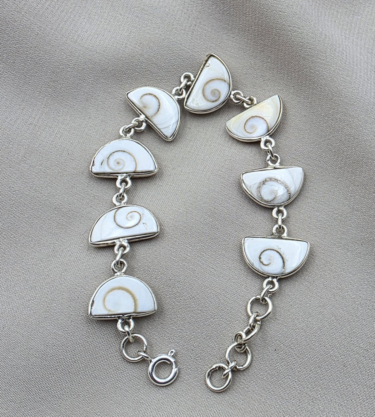 925 Sterling Silver Shiva Eye Shell Bracelet Link Bracelet Gemstone Jewelry Gift for Her