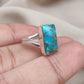 Blue Copper Turquoise 925 Sterling Silver Ring: Boho Gemstone Jewelry