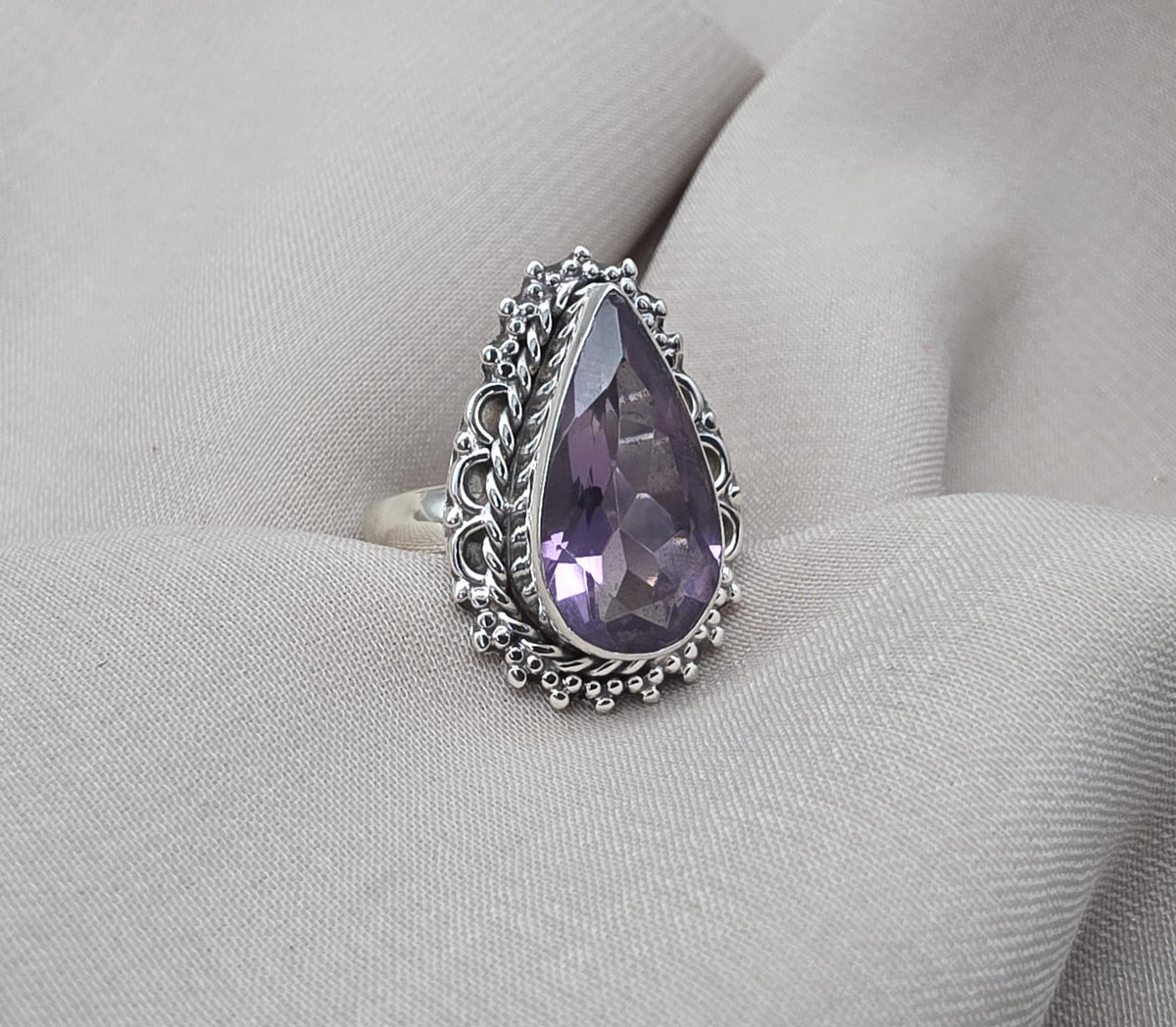 Amethyst Ring 925 Sterling Silver Natural Purple Gemstone Ring Handmade Jewelry February Birthstone