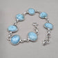 Natural Larimar Handmade  Bracelet : 925 Sterling Silver Blue Gemstone Adjustable Bracelet