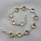 925 Sterling Silver Citrine Bracelet Natural Yellow Gemstone Link Jewelry