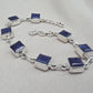 Blue Sapphire Cushion Link Bracelet 925 Sterling Silver Square Faceted Gemstone Bracelet Handmade Jewelry