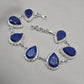 925 Sterling Silver Lapis Lazuli Bracelet Natural Blue Pear Shape Gemstone Handmade Jewelry