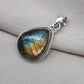 Handmade Labradorite Teardrop Pendant: 925 Sterling Silver Gemstone Necklace
