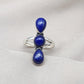Lapis Lazuli Ring 925 Sterling Silver Triple Stone Boho Jewelry Antique Gift For Her