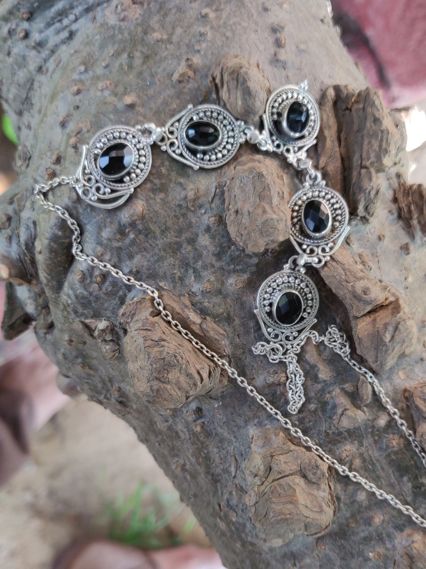925 SOLID STERLING SILVER NATURAL BLACK ONYX HANDMADE NECKLACE,18 INCHES