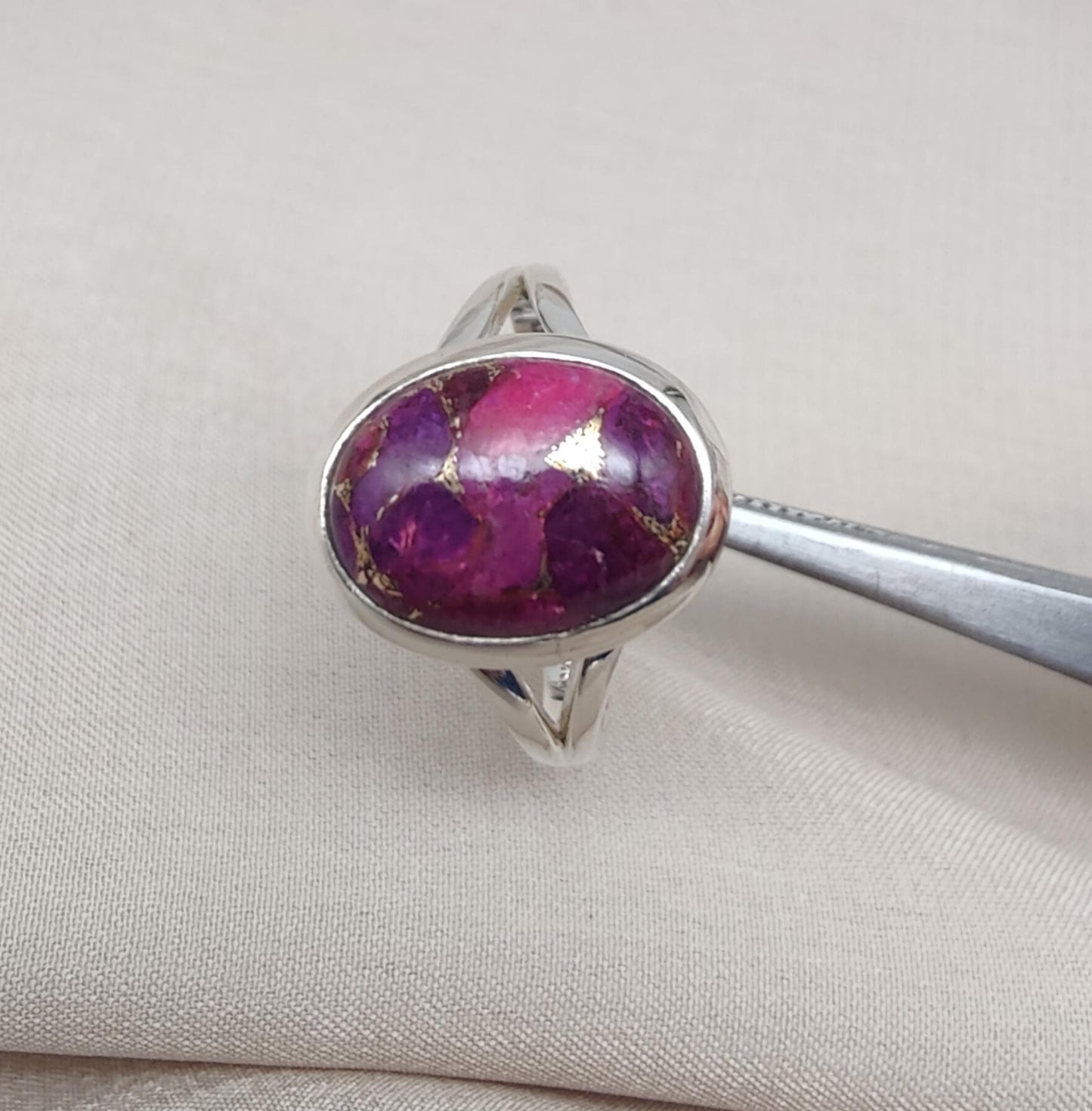 Purple Copper Turquoise Ring: 925 Sterling Silver Jewelry Oval shape Gemstone Ring