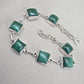 Malachite Bracelet 925 Sterling Silver Square Cabochon Link Bracelet Green Gemstone Handmade Jewelry Gift