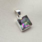 Mystic Topaz Pendant: 925 Sterling Silver Jewelry Handmade Square Gemstone Necklace Gift for Her