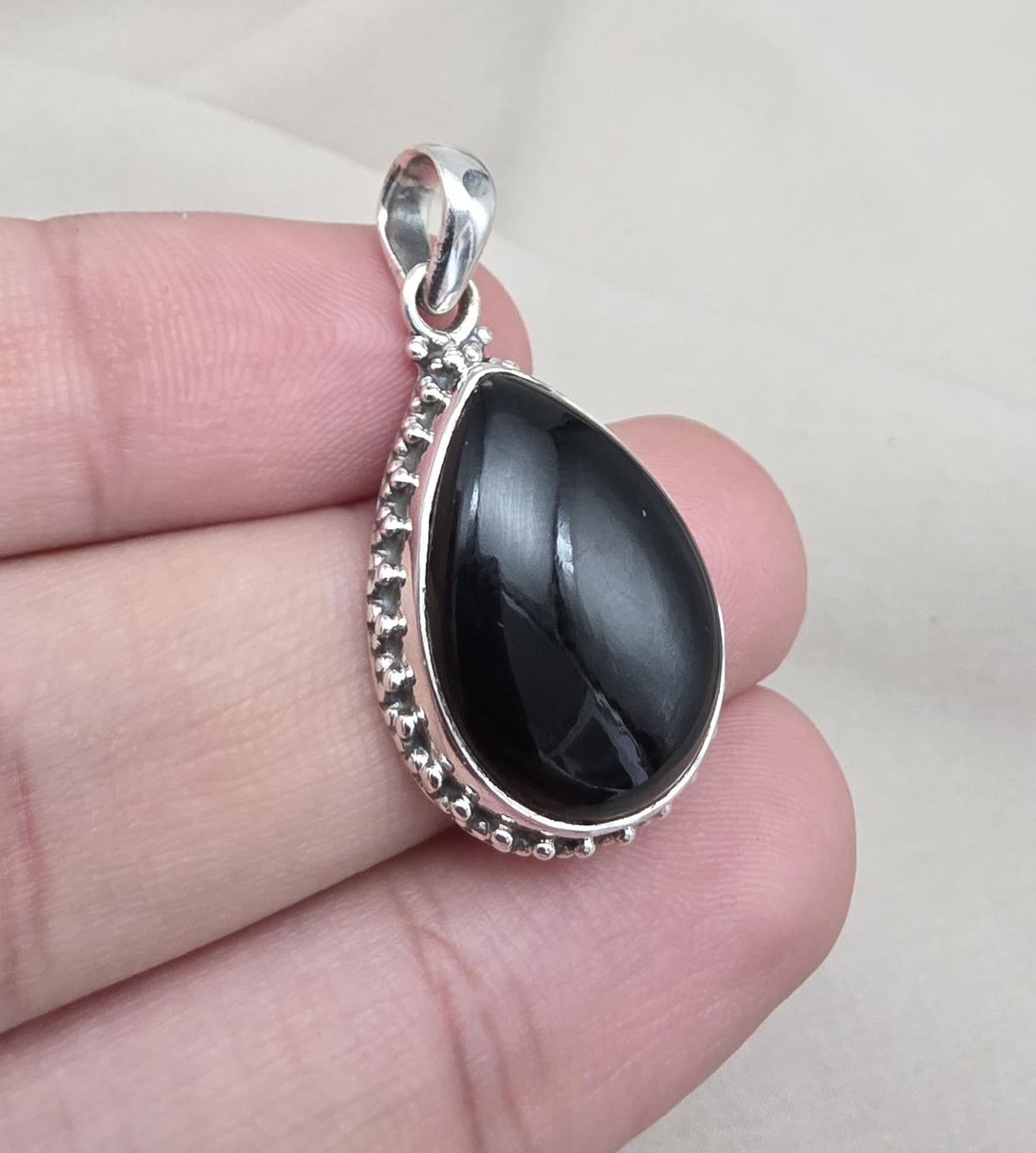 Black Onyx 925 Sterling Silver Pendant Protection Gemstone Necklace Healing Crystal Jewelry Gift