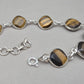 925 Sterling Silver Tiger Eye Bracelet Faceted Cushion Cut Gemstone Bracelet Gift for Her