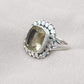 Lemon Quartz Sterling Silver Ring: Cushion Cut Cocktail Statement Jewelry