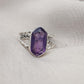 Amethyst Hexagon 925 Sterling Silver Ring: Twisted Band, Spiritual Jewelry