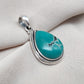Tibetan Turquoise Pear Pendant: Sterling Silver Boho Necklace