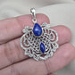 Lapis Lazuli Pendant: Handmade 925 Sterling Silver Filigree, Boho Vintage Necklace