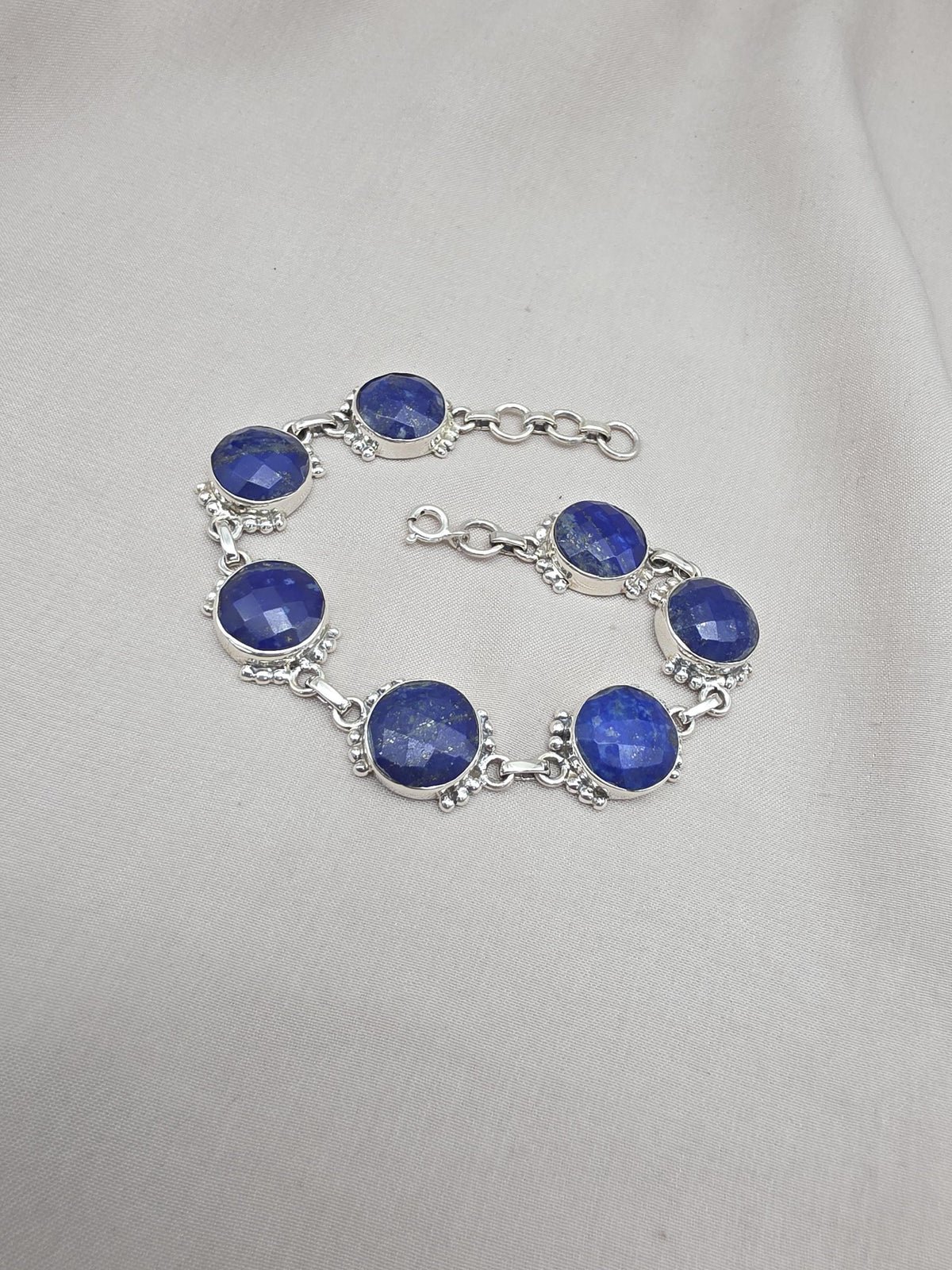 925 Sterling Silver Lapis Lazuli Bracelet Blue Gemstone Jewelry Statement Bracelet Gift for Her