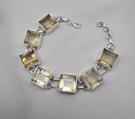 Citrine 925 Sterling Silver Bracelet Natural Gemstone Handmade Jewelry