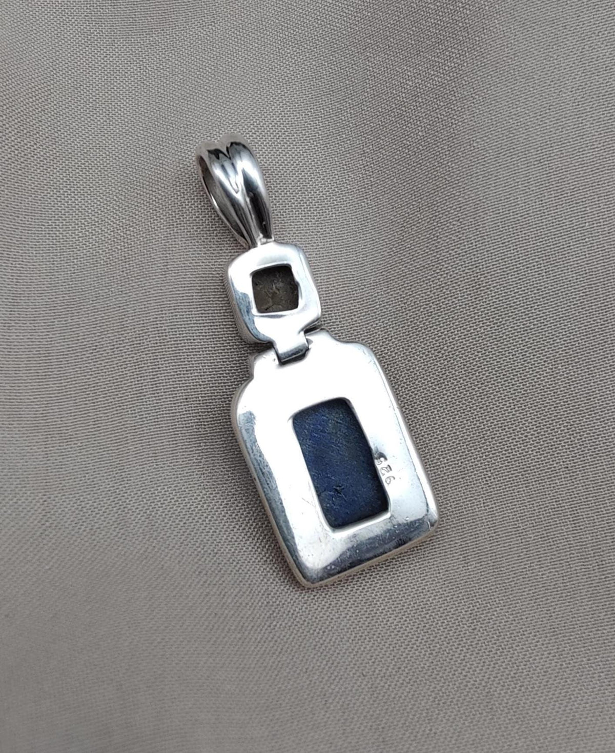 Lapis Lazuli & Mother of Pearl Pendant: 925 Sterling Silver Boho Necklace