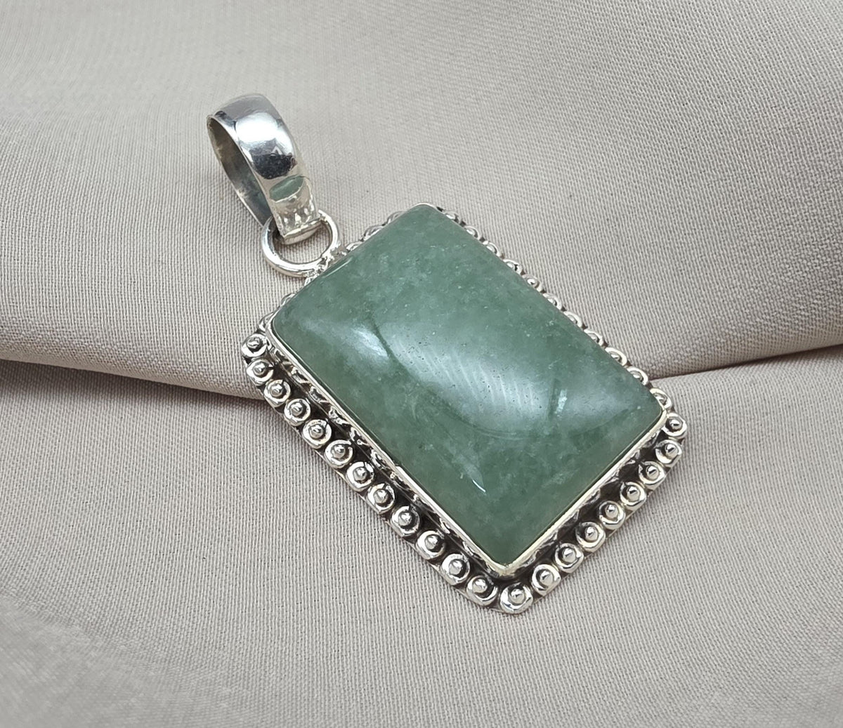 Green Aventurine Pendant 925 Sterling Silver May Birthstone Necklace Healing Heart Chakra Jewelry