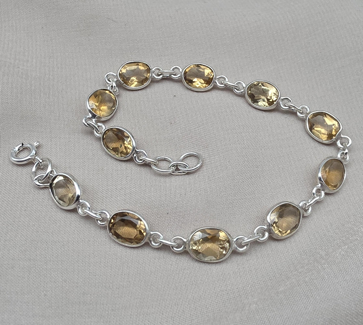 925 Sterling Silver Citrine Bracelet Yellow Gemstone Jewelry November Birthstone Gift for Her