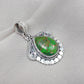 Green Copper Turquoise Pendant Necklace: 925 Sterling Silver Boho Jewelry