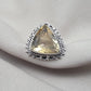 Lemon Quartz Ring 925 Sterling Silver Natural Yellow Gemstone Triangle Cut Ring