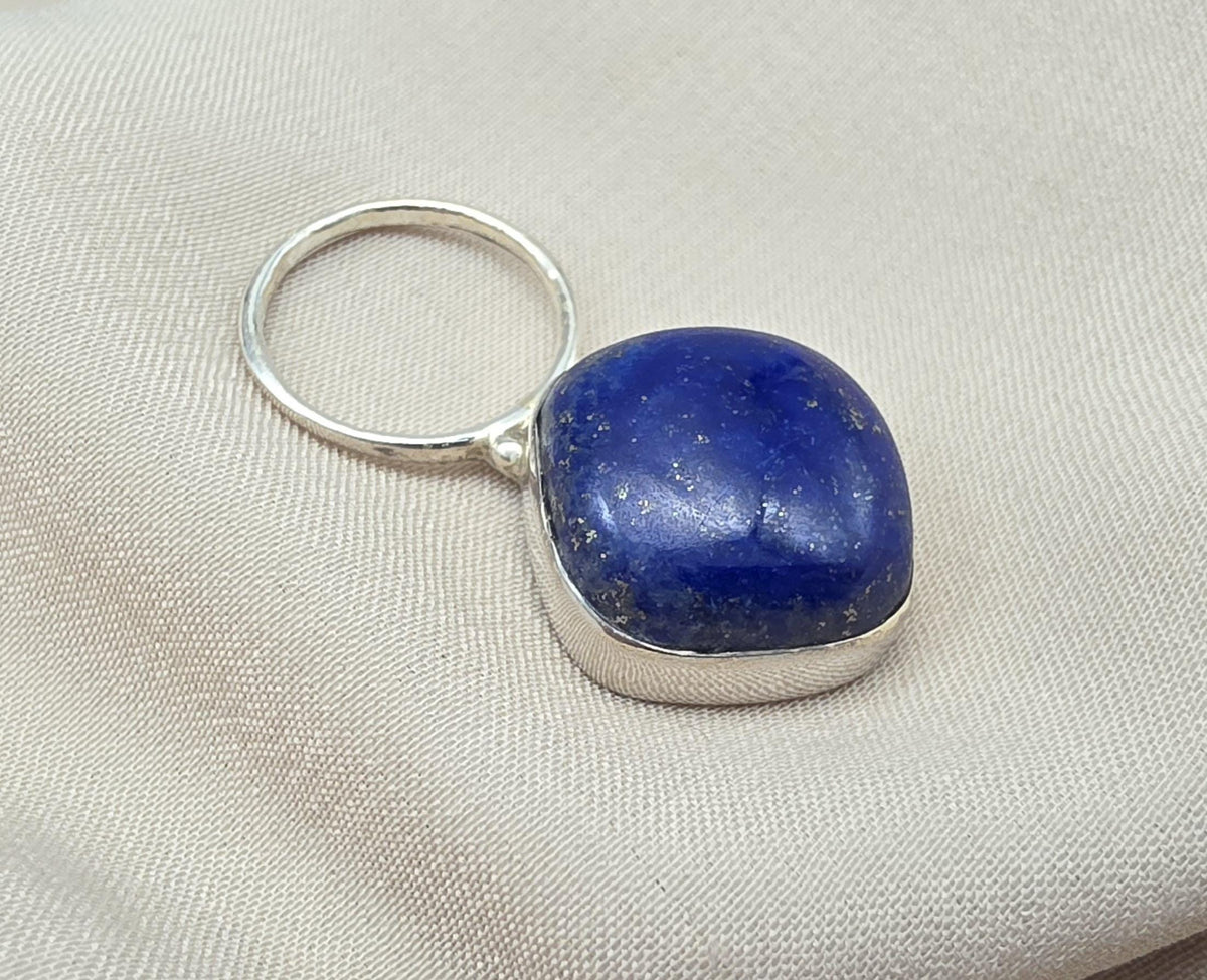 Lapis Lazuli Pendant: 925 Sterling Silver Cushion Cut Boho Jewelry