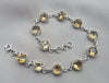 925 Sterling Silver Citrine Bracelet Natural Yellow Gemstone Link Jewelry