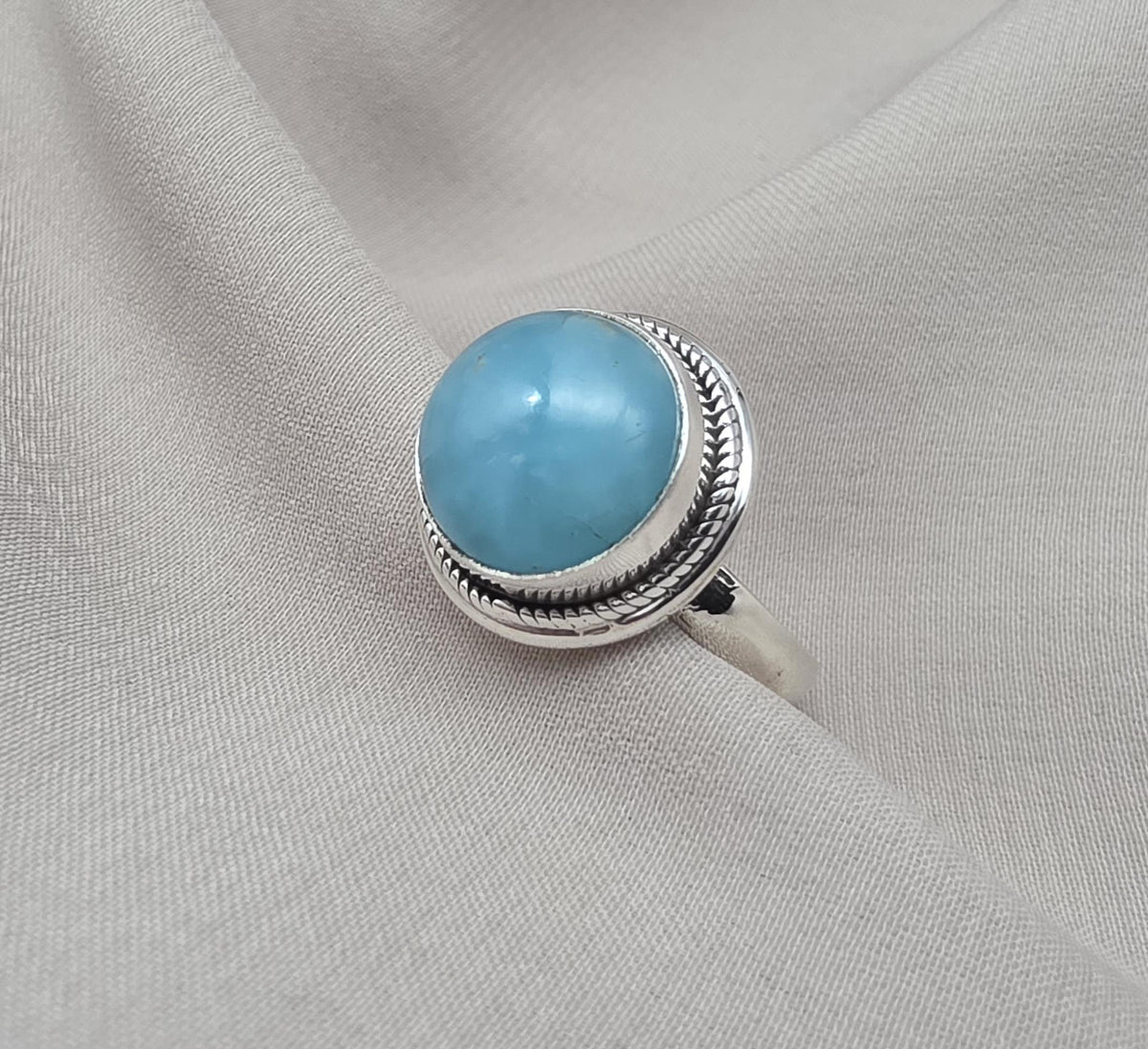 925 Sterling Silver Smithsonite Ring Natural Blue Gemstone Handmade Statement Ring