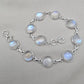 925 Sterling Silver Blue Flash Rainbow Moonstone Bracelet Natural Oval Link Jewelry