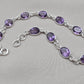 925 Sterling Silver Amethyst Bracelet Natural Purple Gemstone Oval Link Jewelry
