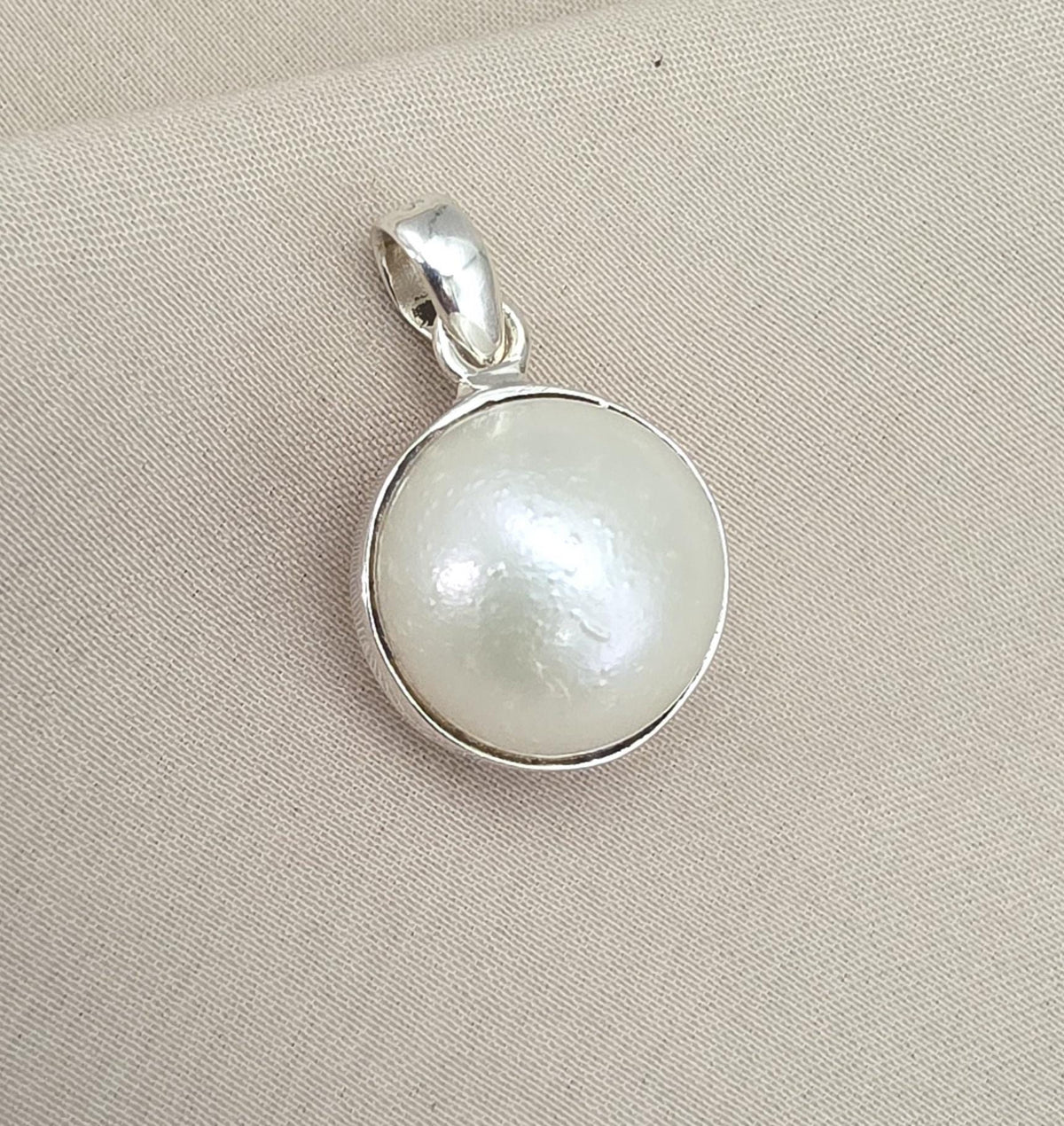 Pearl Pendant 925 Sterling Silver Oval Dome Natural Gemstone Minimal Pendant Handmade Jewelry Gift