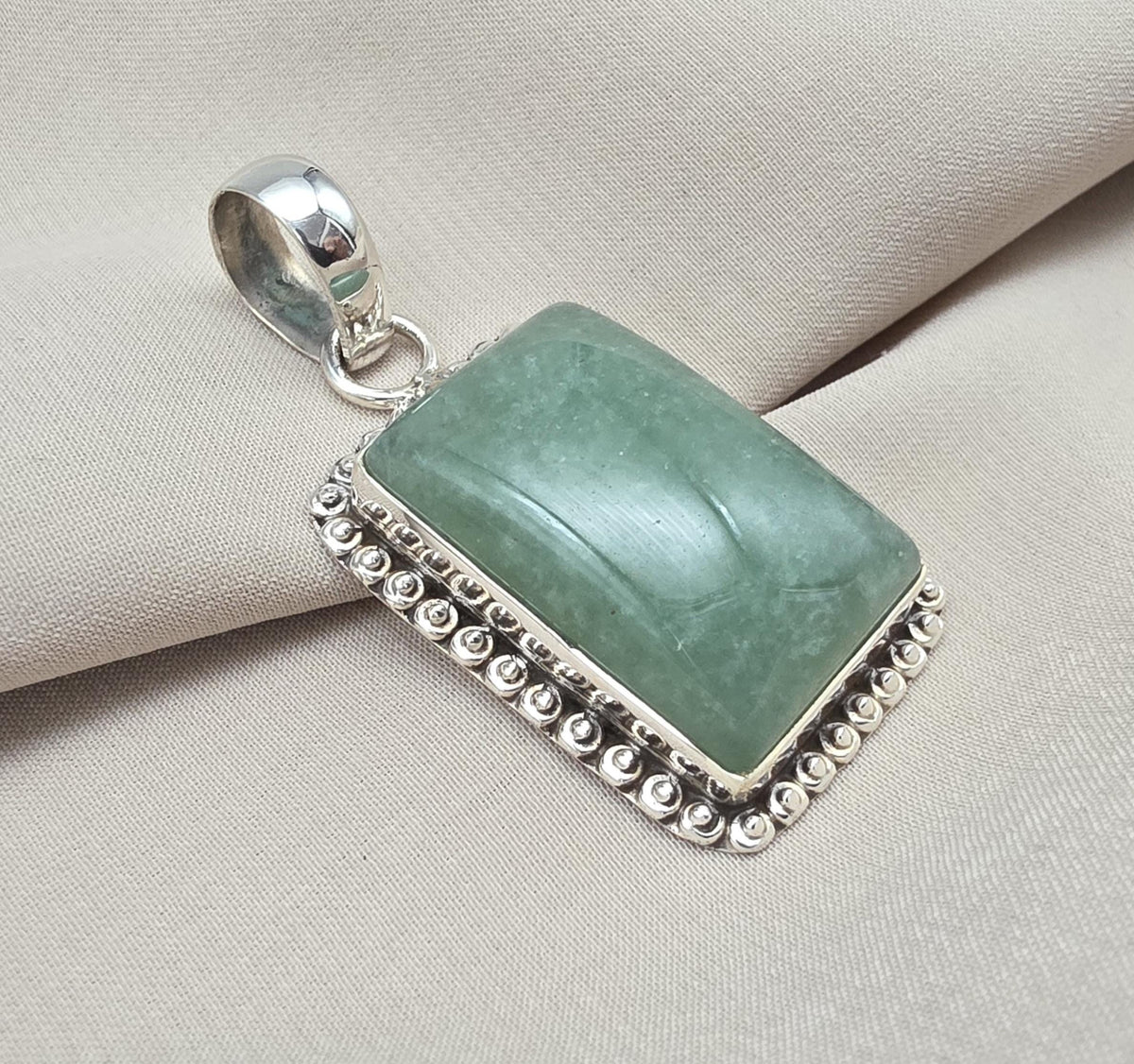 Green Aventurine Pendant 925 Sterling Silver May Birthstone Necklace Healing Heart Chakra Jewelry