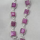 925 Sterling Silver Pink Ruby Bracelet Square Cut Gemstone Link Bracelet Gift for Her