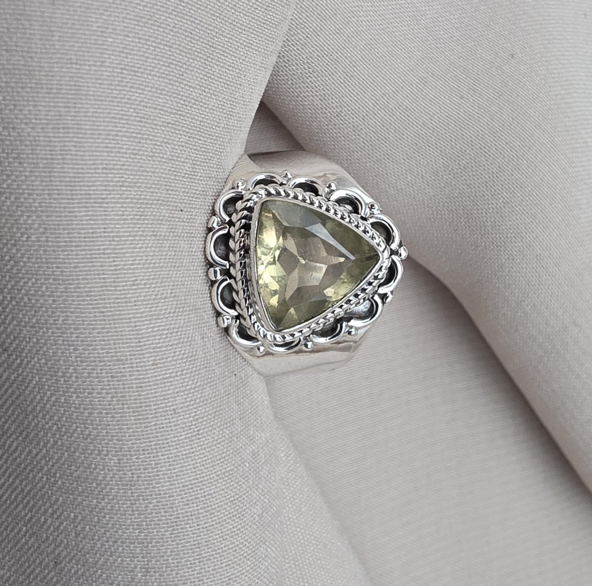 Lemon Quartz 925 Sterling Silver Ring: Handmade Boho Gemstone Jewelry