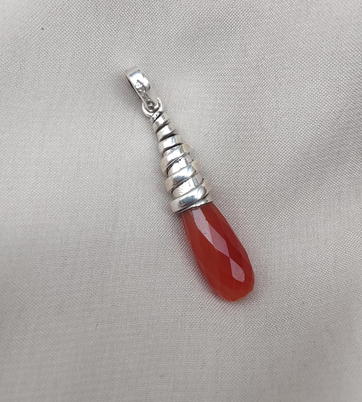 Red Onyx Sterling Silver Pendant: Handmade Healing Crystal Necklace