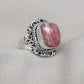 Handmade Rhodochrosite Sterling Silver Ring: Boho October Birthstone