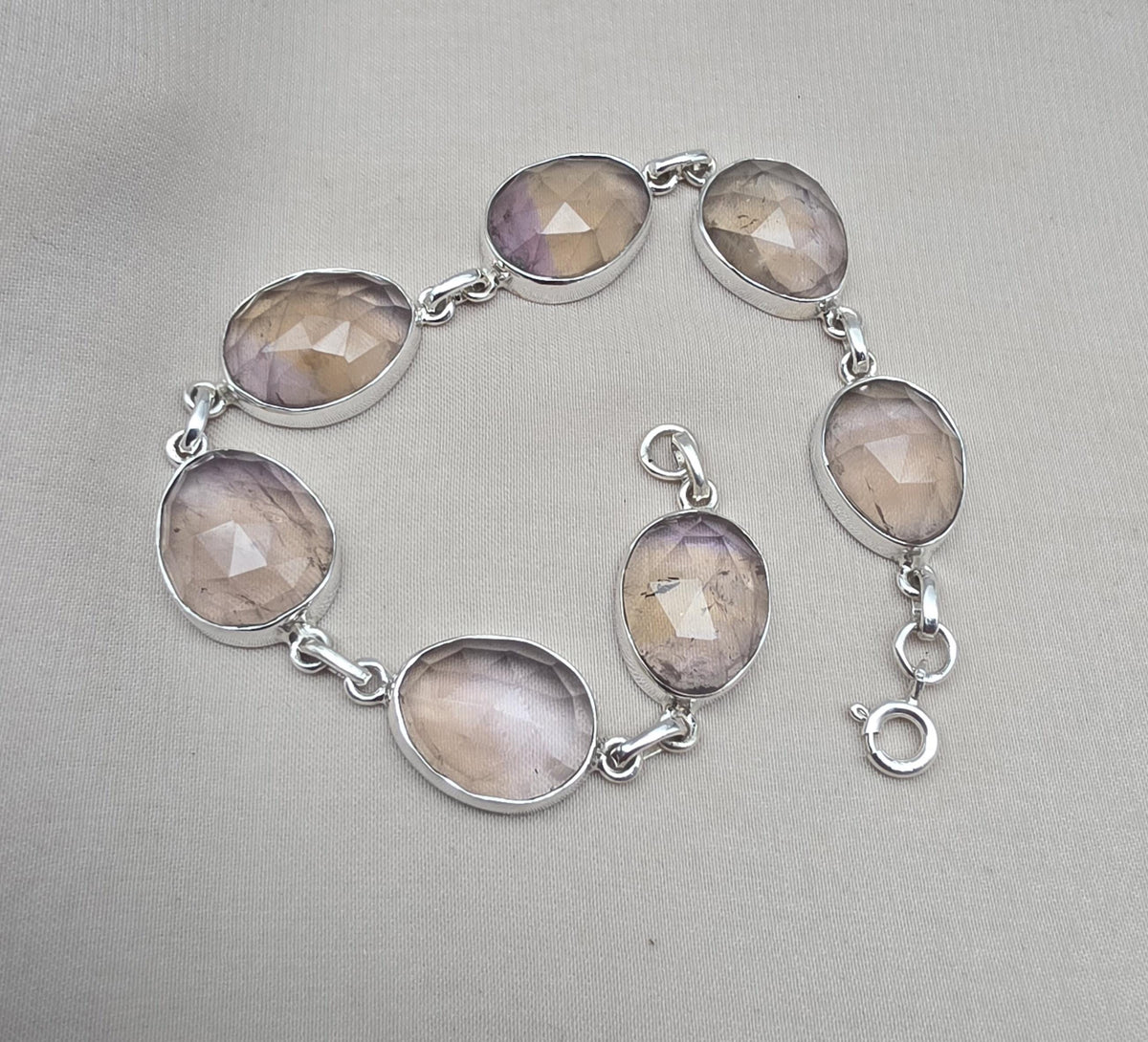 925 Sterling Silver Ametrine Bracelet Natural Faceted Gemstone Jewelry Adjustable Bracelet