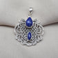 Lapis Lazuli Pendant: Handmade 925 Sterling Silver Filigree, Boho Vintage Necklace